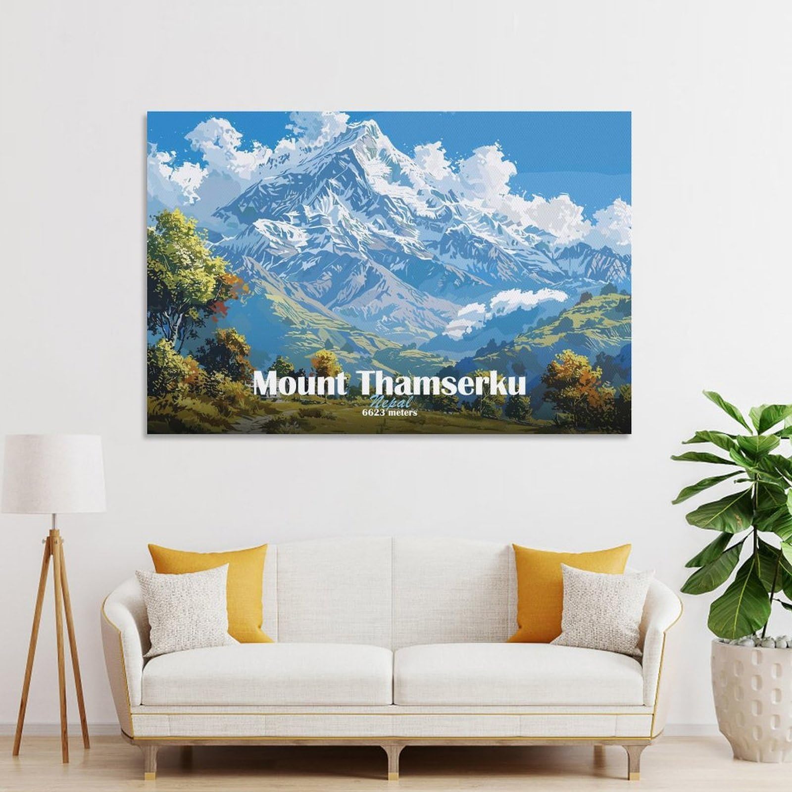 Junmoney Mount Thamserku Nepal Decorative Canvas Print 12x18inch(30x45cm), for Corridors, Hallways Or Apartment Entries, Decorative Wall Art for Narrow Spaces