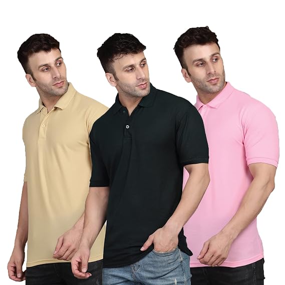 Buy INKKR Men's Combo Polo Neck Cotton 