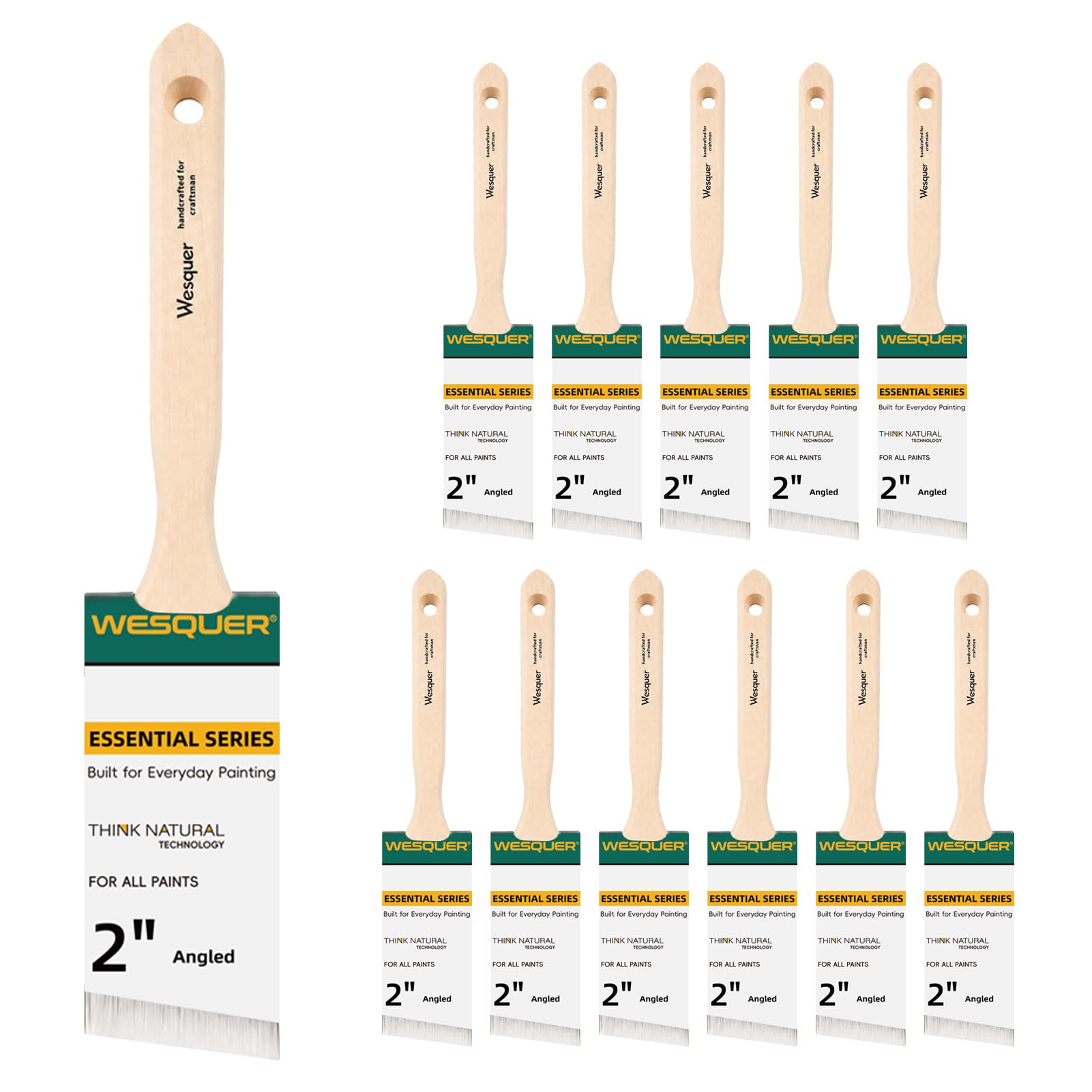 Wesquer 2" Angled Paint Brushes - 12 Pack -1