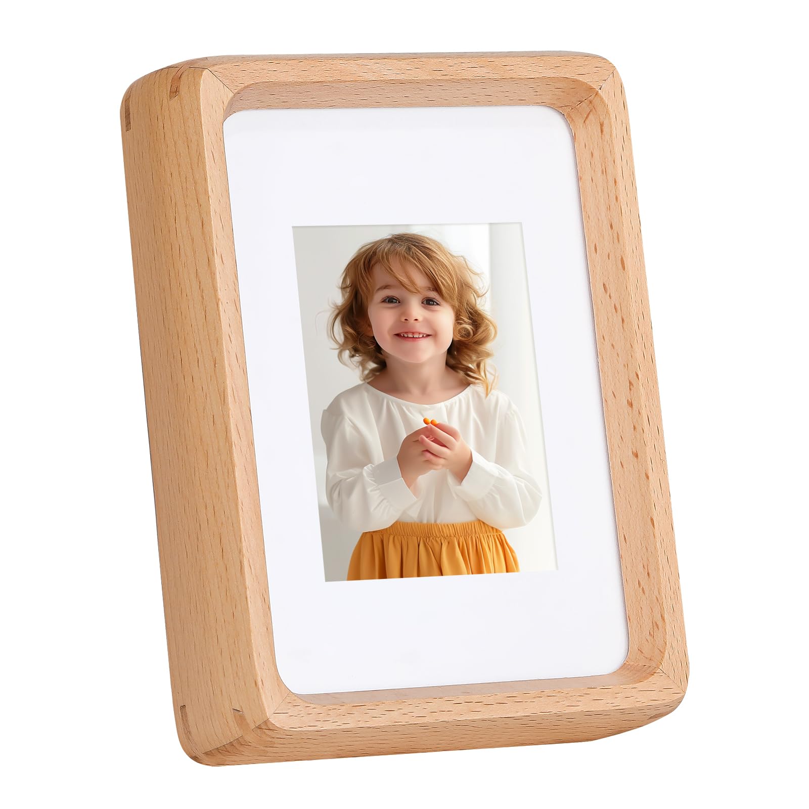 Cadre photo bois naturel sur table de chevet ou bureau 12,7x8,9
