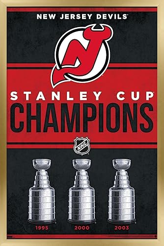 Trends International NHL New Jersey Devils - Póster de pared de Champions 23, 14.72 x 22.37 pulgadas, versión enmarcada dorada