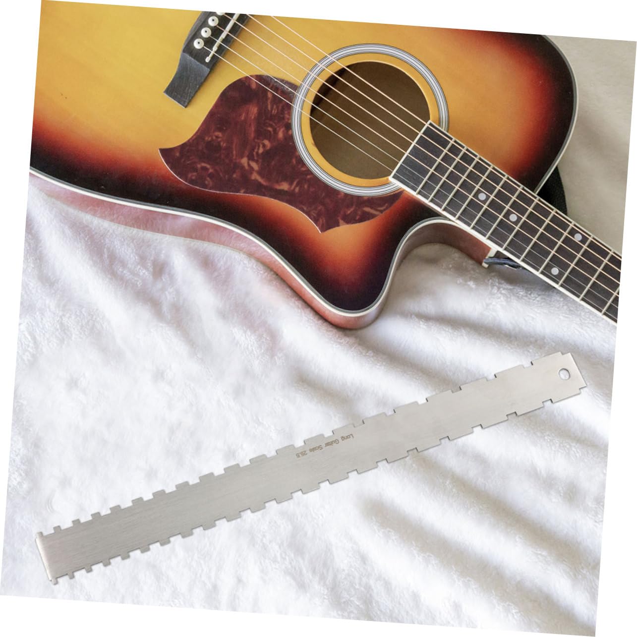 ibasenice 2ensembles Règles Entaillées Pour Guitare Outils De Luthier Pour Mesurer Plat Avec Chiffon Entretien