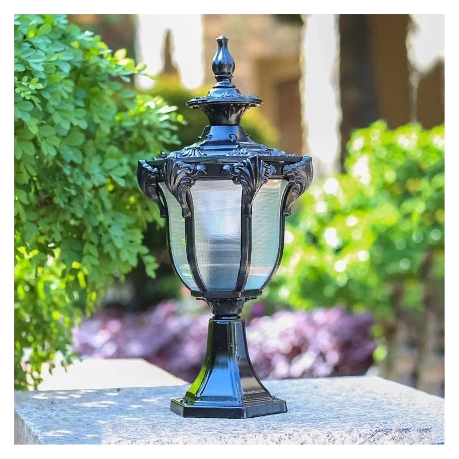 Cortile Luce Illuminazione da Giardino Classica, Lampada a Colonna Impermeabile per Esterni retrò Recinzione Antica Lanterna a Pilastro Villa Luce Postale Tradizionale Luce Decorativa per Molo Patio