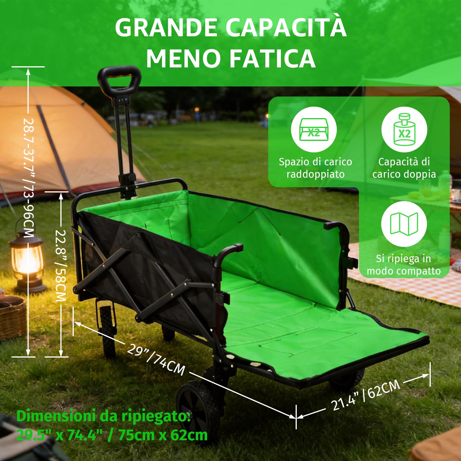 Carrello Spiaggia Elettrico Pieghevole 160 L/50 kg, Portellone | Carrello da Spiaggia Pieghevole, Doppio Motore con Batteria 4000mAh, Ruote Multiterreno per Campeggio, Shopping e Picnic