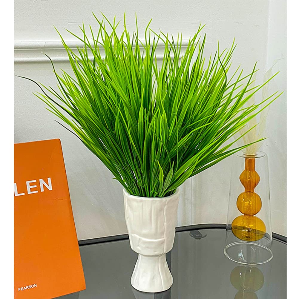 12 Bundles Artificial Grass Plants Fake Bushes Artificial Shrubs Wheat Grass Greenery Simulation Potted for Garden Balcony House Plastic Outdoor UV Resistant Faux Plants Decoration