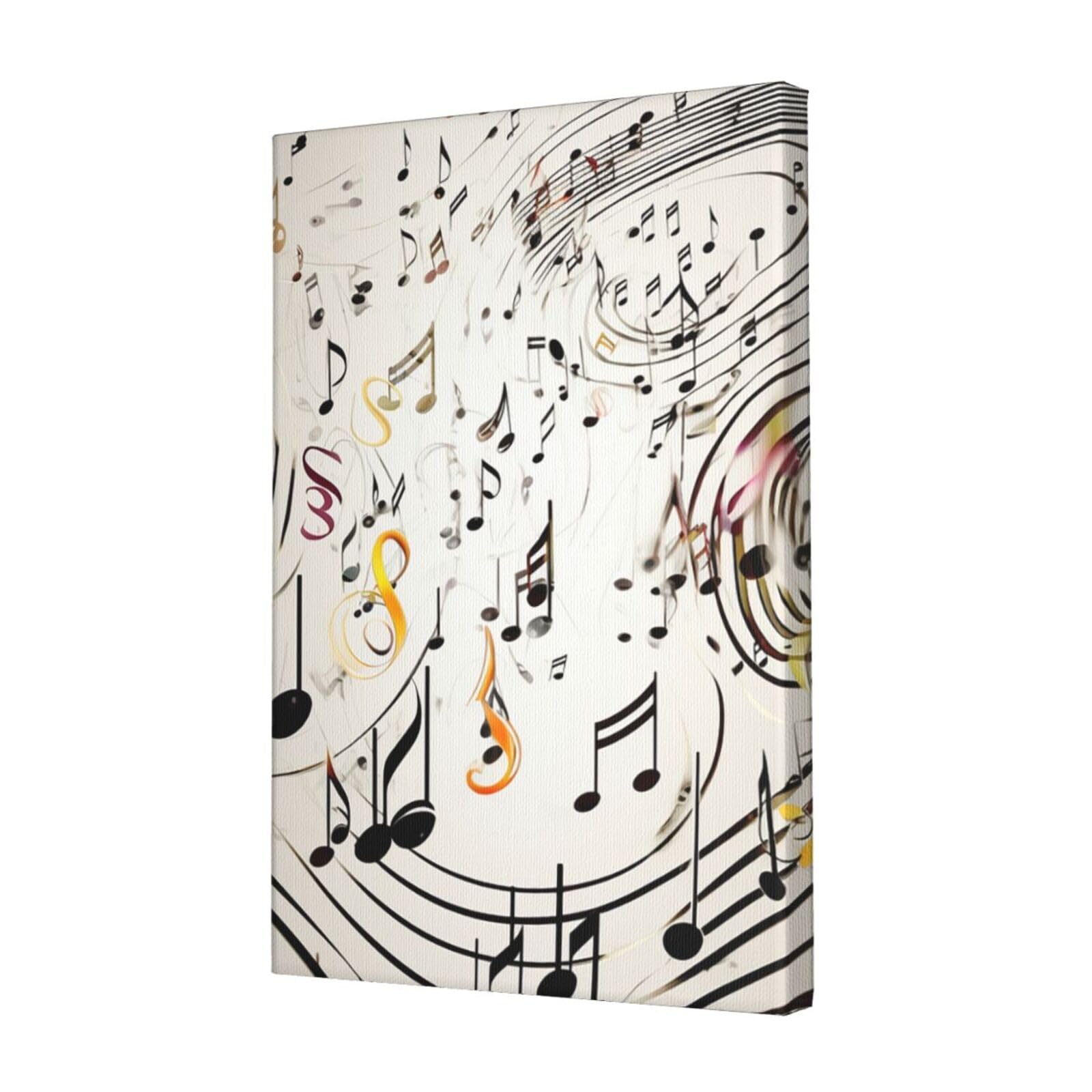 KLOPH Music Notes Print Canvas Wall Art for Living Room 12"x18" Modern Artwork Painting for Bathroom Hanging Canvas Prints Aesthetic Wallart for Bedroom Kitchen Office Wall Decor