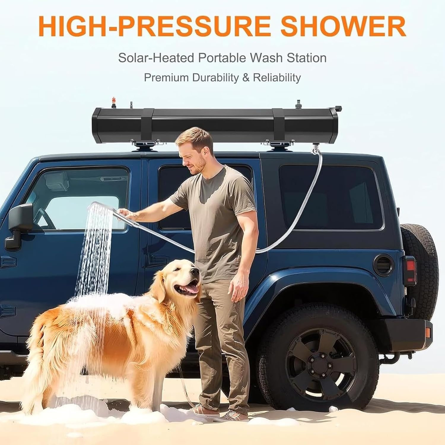 Portable Solar Camping Shower 18L/20L/30L Pressurized Water Tank with Shower Head & Hose for Outdoor Hiking Beach RV Travel