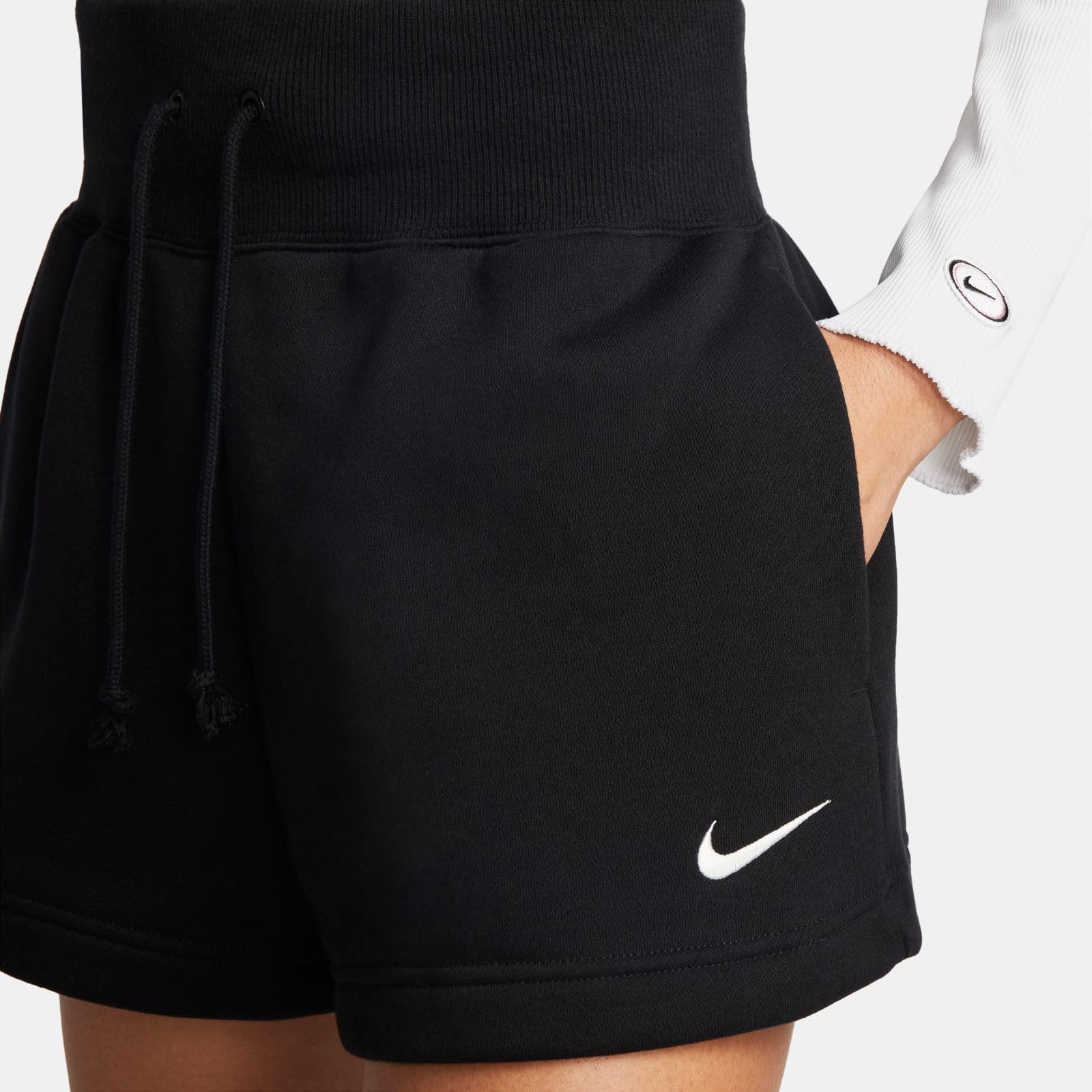 Nike Sportswear Phoenix Fleece Women's High-Waisted Loose Shorts (Black/Sail, FD1409-010) Size X-Small