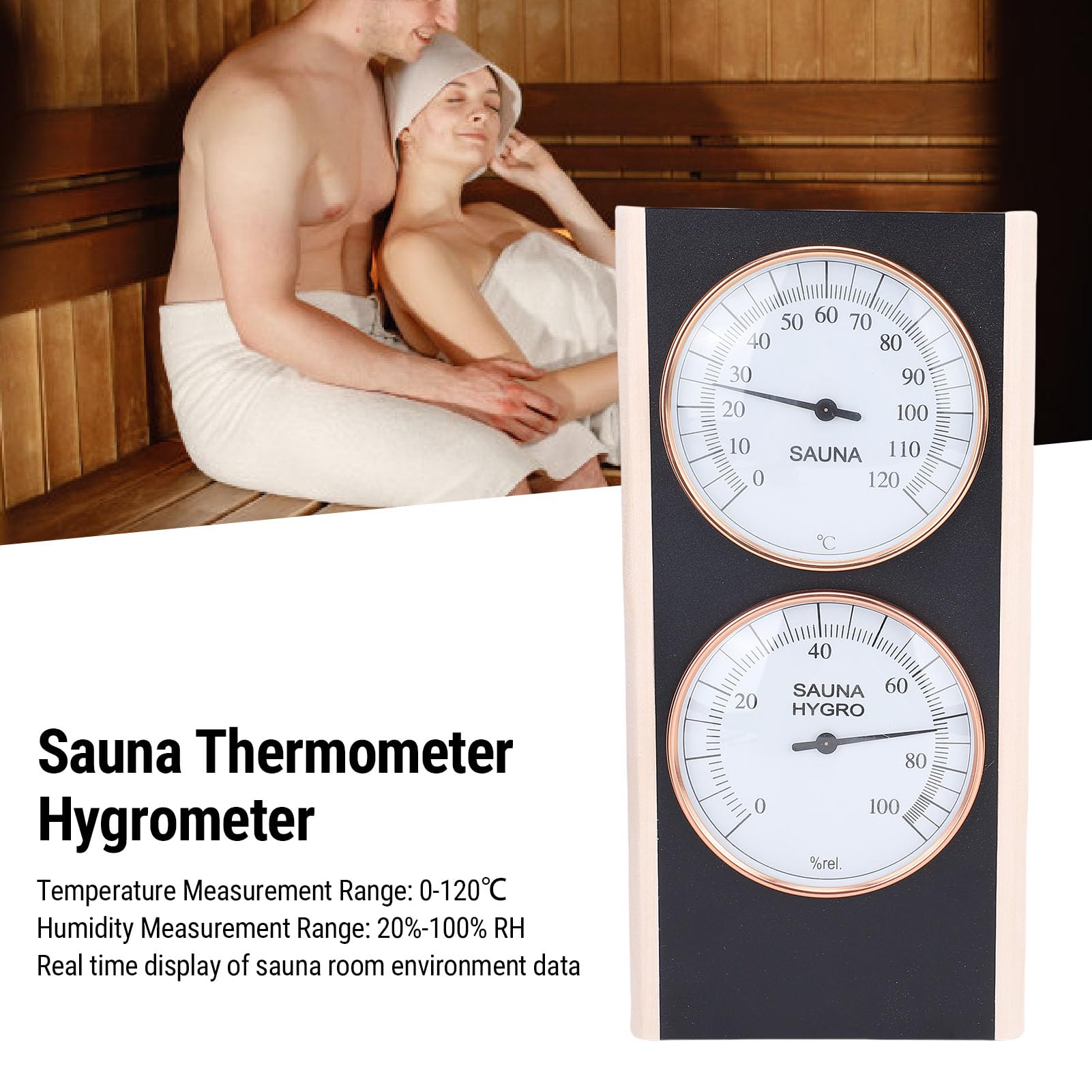 Sauna -Thermometer Hygrometer, 2 in 1 Holz Celsius Temperaturfeuchtigkeitsmesser für Spa -Dusch -Sauna -Zimmer