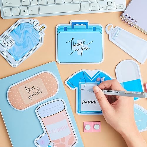 Miniatura 5 de Paquete de 16 mini notas adhesivas divertidas para enfermera, estudiantes de enfermería, artículos esenciales para la escuela, cuadernillo de notas