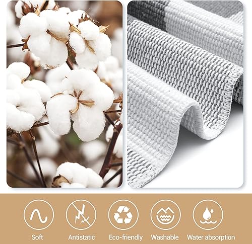 Miniatura 6 de MUBIN - Alfombra de algodón de lana cuadriculada, 27.5 x 43 pies, color gris y blanco, alfombra decorativa para poner al aire libre en la puerta