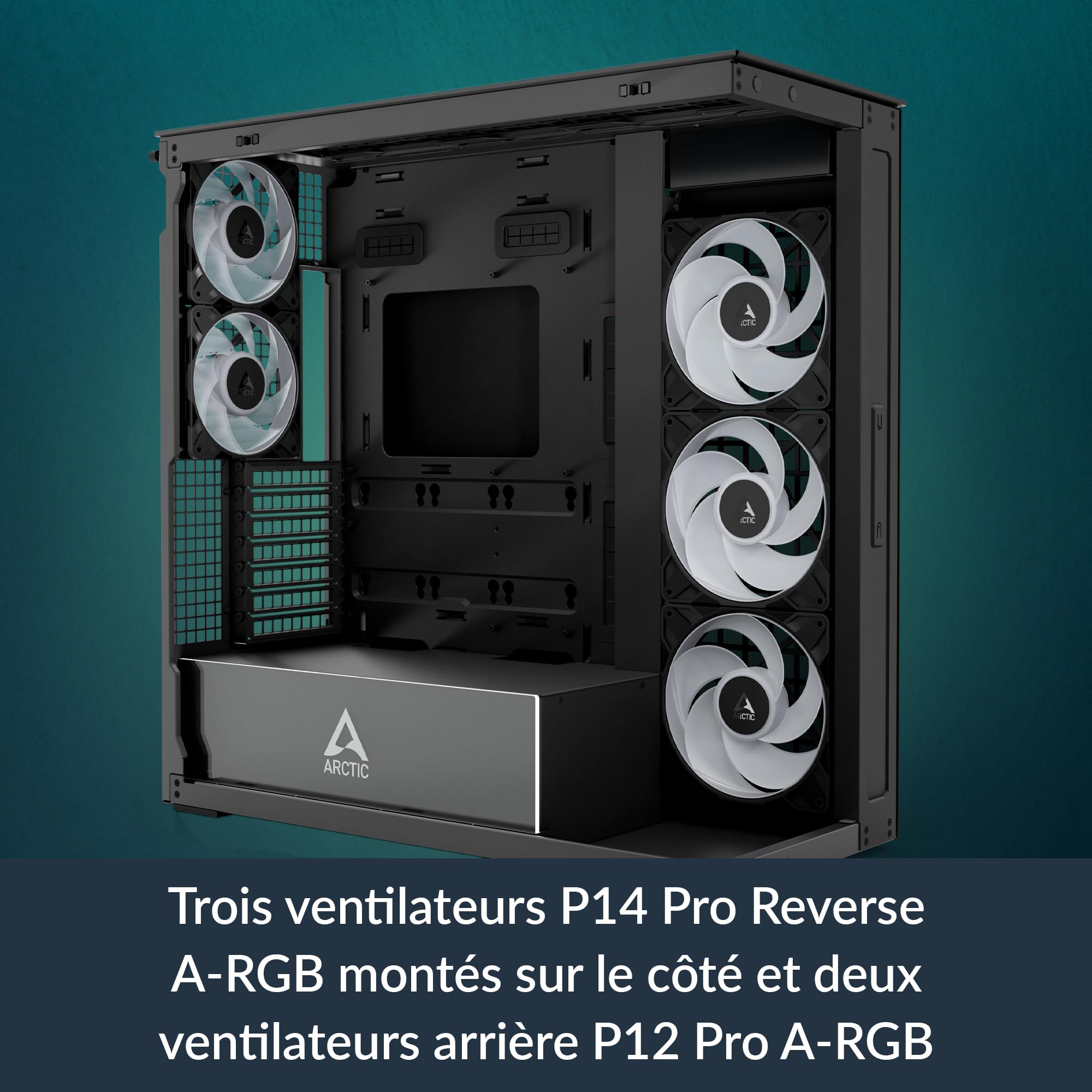 ARCTIC Xtender Black (Clear Glass) - Case per PC,