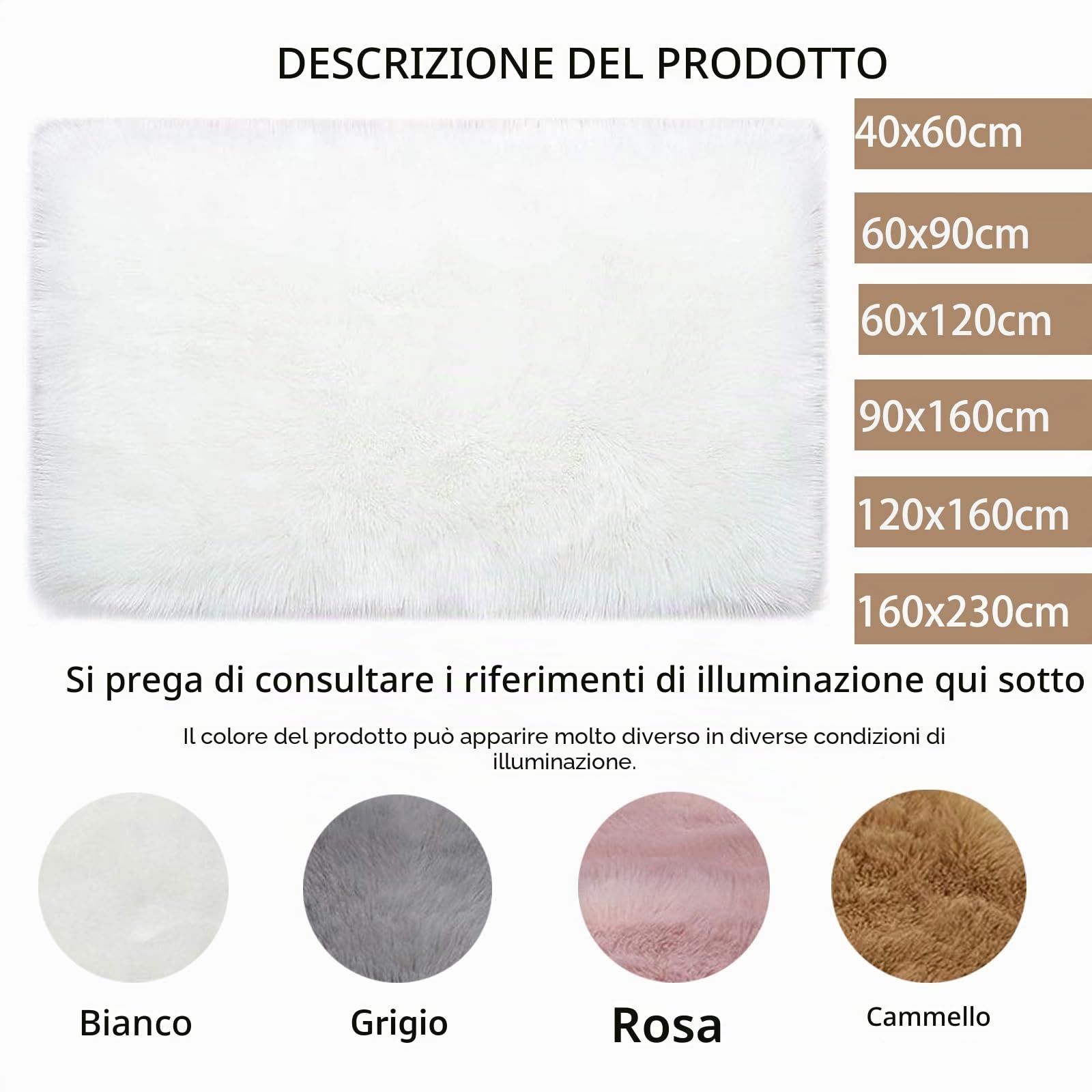 Flauschiger Tappeti Camera Da Letto, Felle Tappeti Soggiorno, Hochflor Tappeto Lavabili, Moderna Felle Morbida Per Sedie Tappetto Bianco Bianco/90x160cm