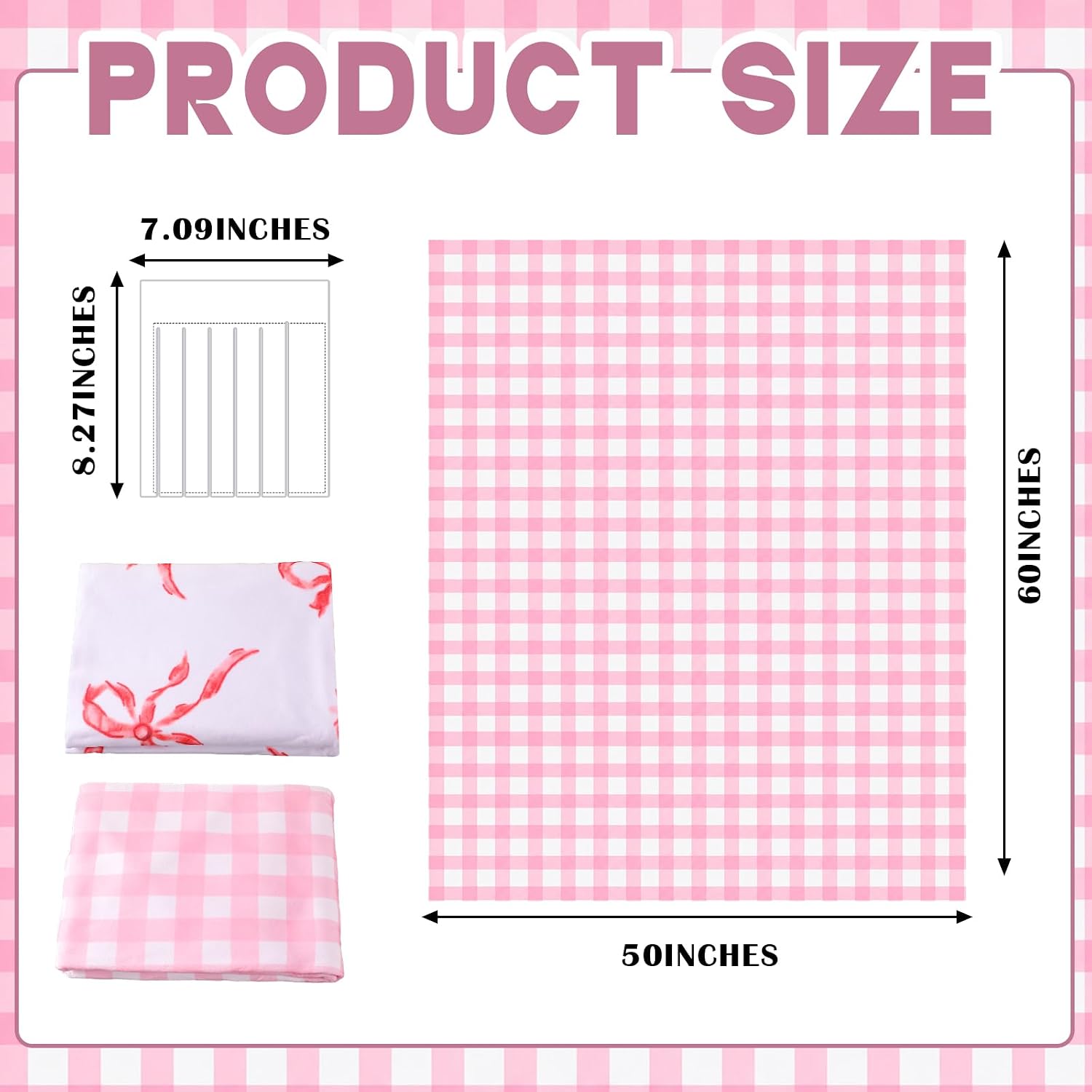 Hahafelt 3 Pcs No Sew Tie Fleece Blankets Kit,Pink Bow