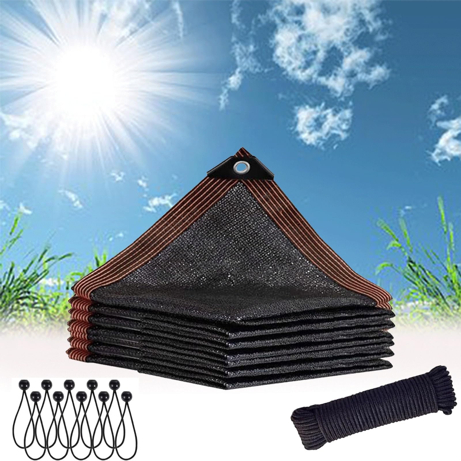 Tissu solaire 90% pour terrasse et grand jardin en maille noire avec oeillets