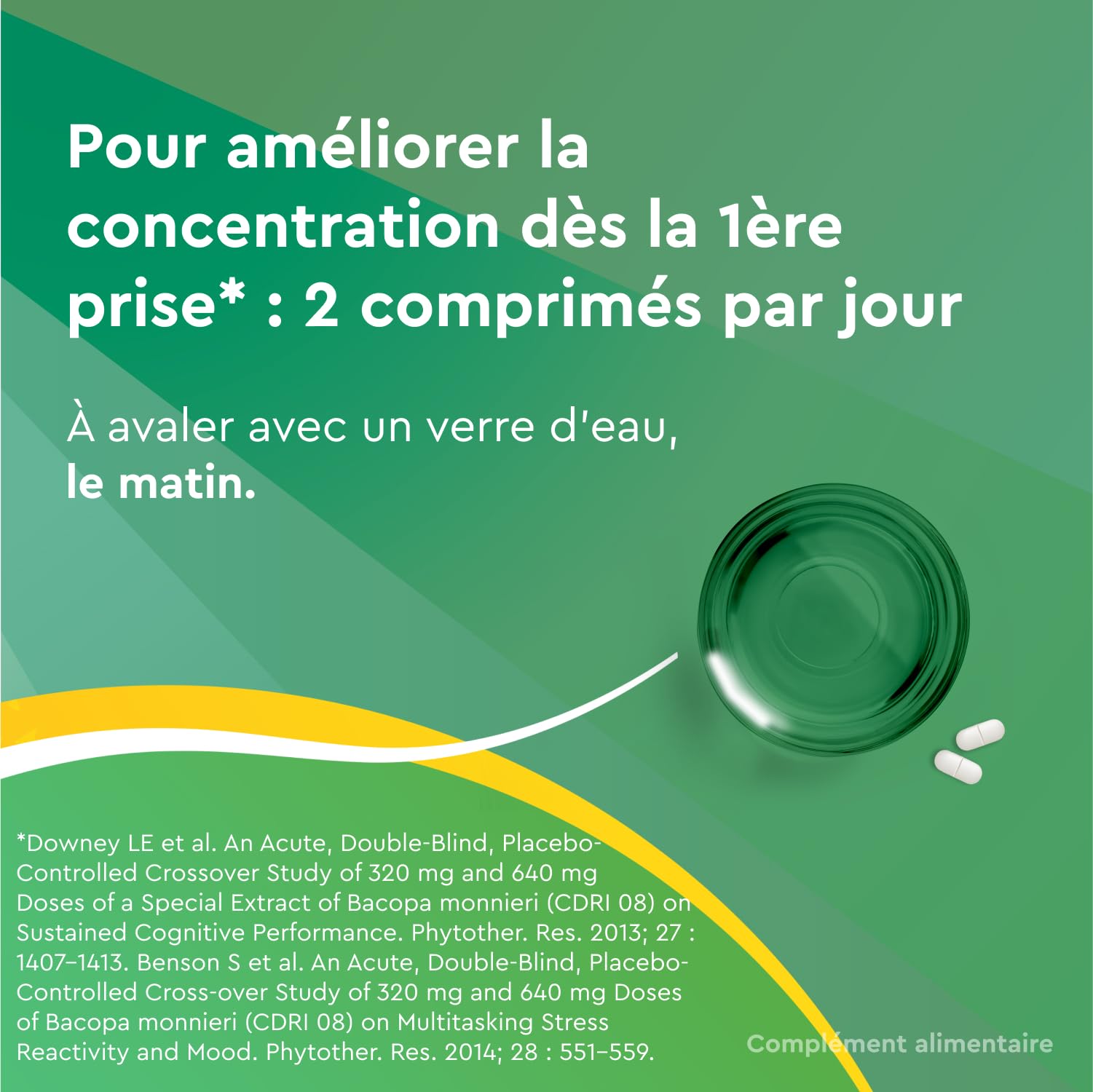 EuphytoseStress Concentration - Complément alimentaire - Bacopa Monnieri - Rhodiola Rosea - Plantes adaptogènes - Stress, Difficulté de Concentration - 3 mois - 3x30 comprimés - Fabriqué en France