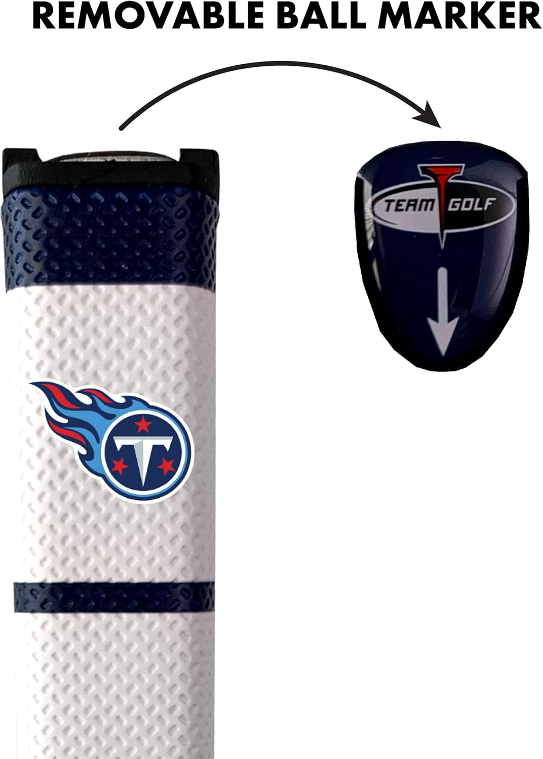 Team Golf NFL Tennessee Titans Golf Putter Grip Team Golf NFL Golf Putter Grip (Multi Colored) with Removable Ball Marker, Durable Wide Grip & Easy to Control