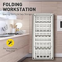 Vista 6 de Mesa plegable de acero inoxidable de 24 x 60 pulgadas para preparación y trabajo, isla de cocina de acero inoxidable resistente comercial NSF