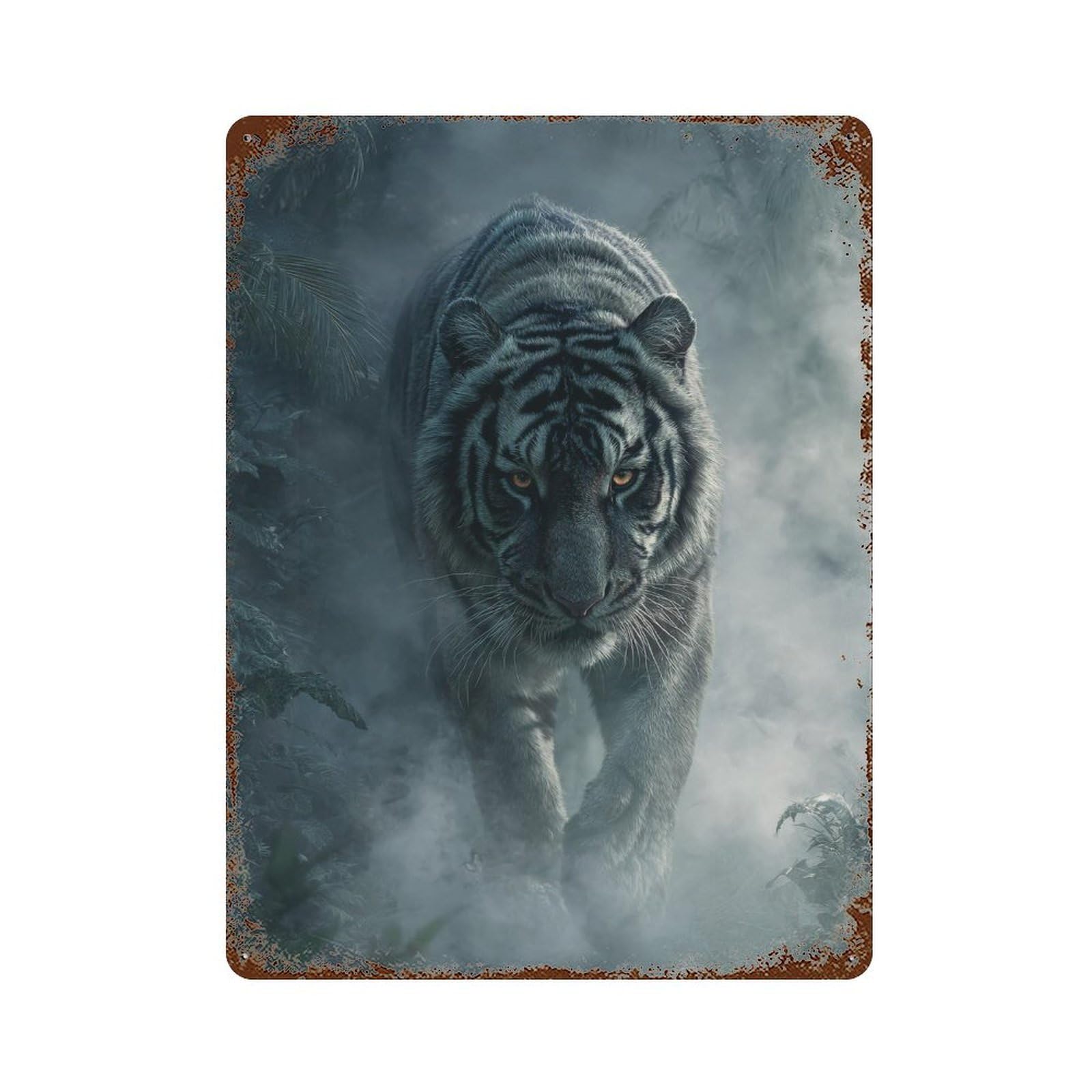 Amazon Jungle Tiger Rustic Tin Plaque 15.7"x11.8", Novelty Wall Decor for Garage, Pub Or Kitchen