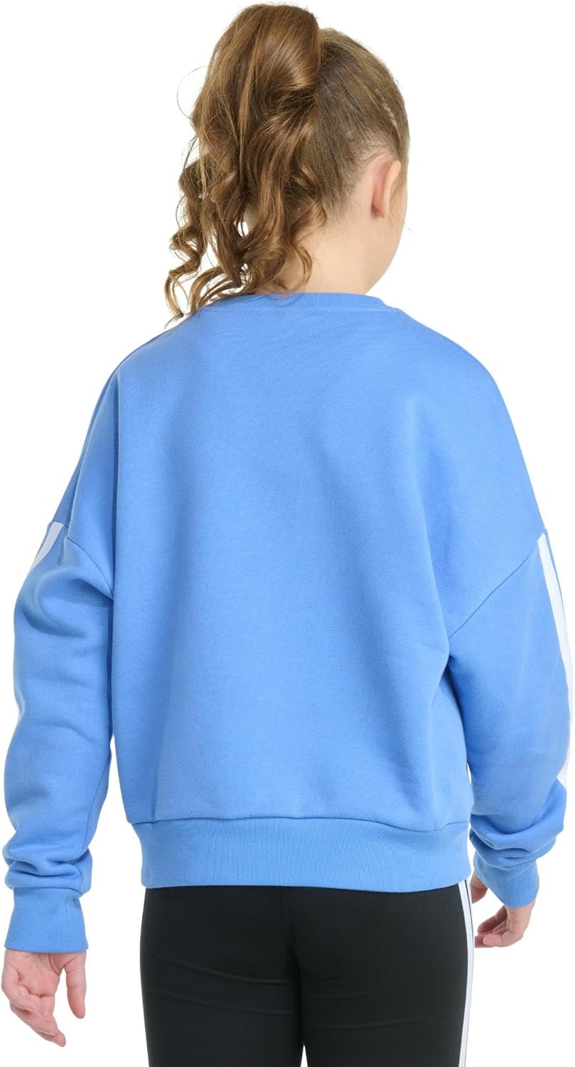 adidas girls 3-stripes Crew Neck Fleece Pullover (Big Kid) - Image 4