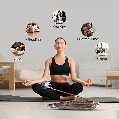 Miniatura 7 de Raajsee Juego de soportes de incienso con varillas de incienso Nag Champa de 15 gm, quemador de incienso de hojas, quemador de incienso de latón,