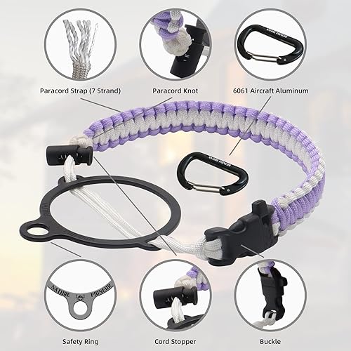 Miniatura 4 de NATURE PIONEOR Asa de paracaídas para boca ancha, soporte duradero, cordón de correa de supervivencia de paracaídas, anillo de seguridad y