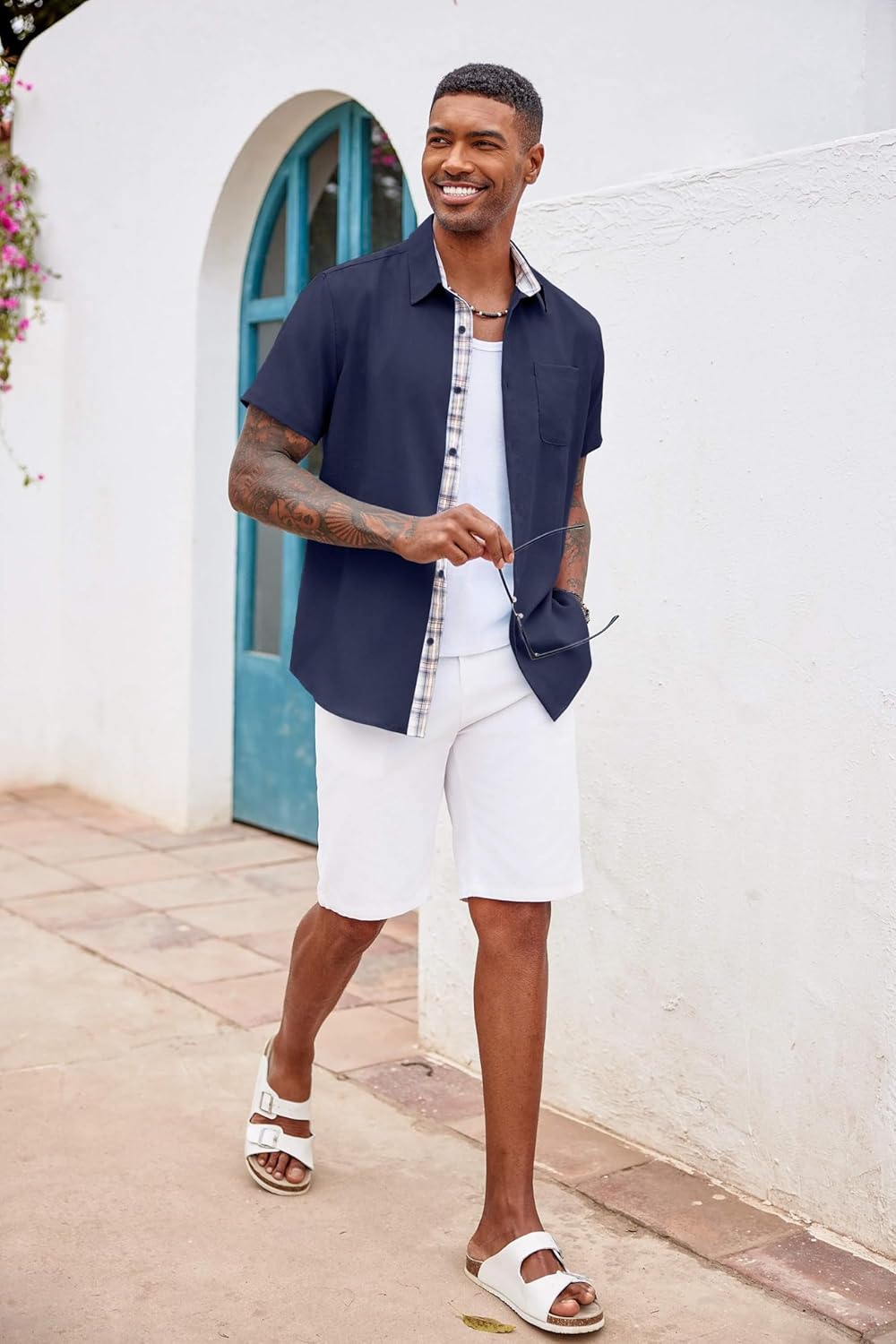 COOFANDY Men's Button Down Shirts Short Sleeve Casual Summer Beach... - Picture 118 of 180