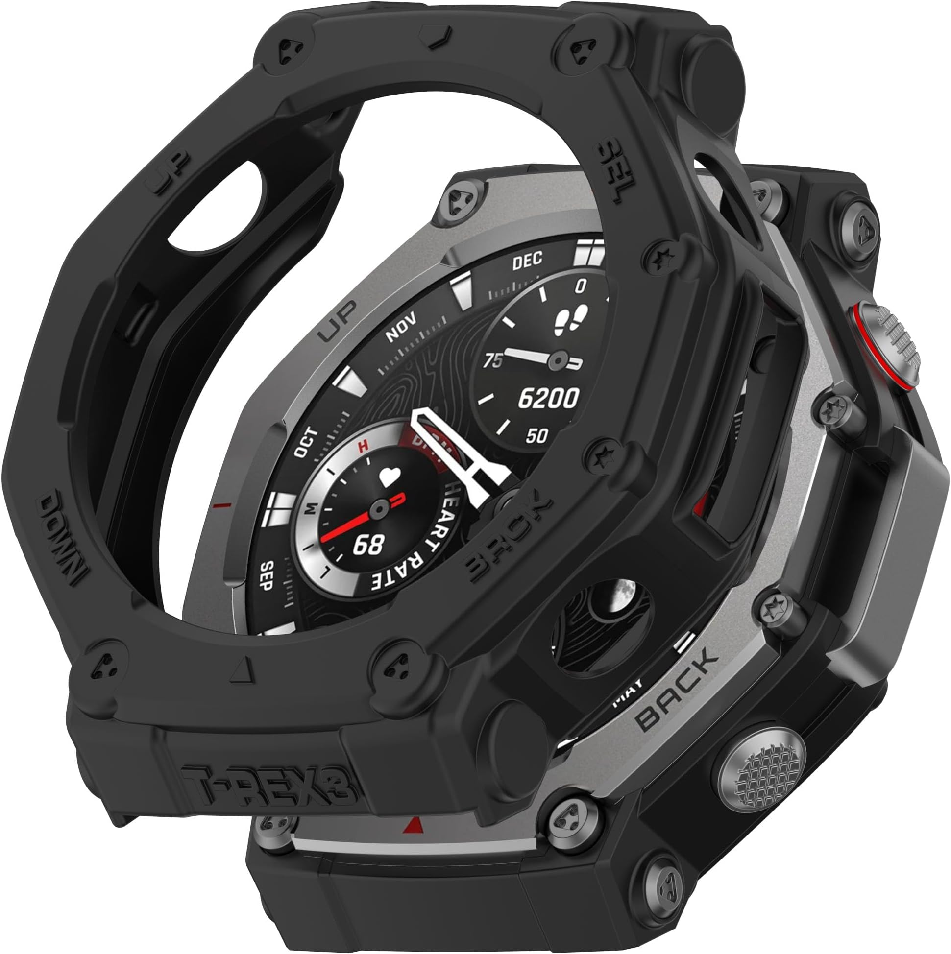 E ECSEM Compatible with Amazfit T-Rex 3 Case, Scratch-Resistance TPU Military Protection Rugged Cover Case for Amazfit T-Rex 3 Smartwatch Accessories (Black)