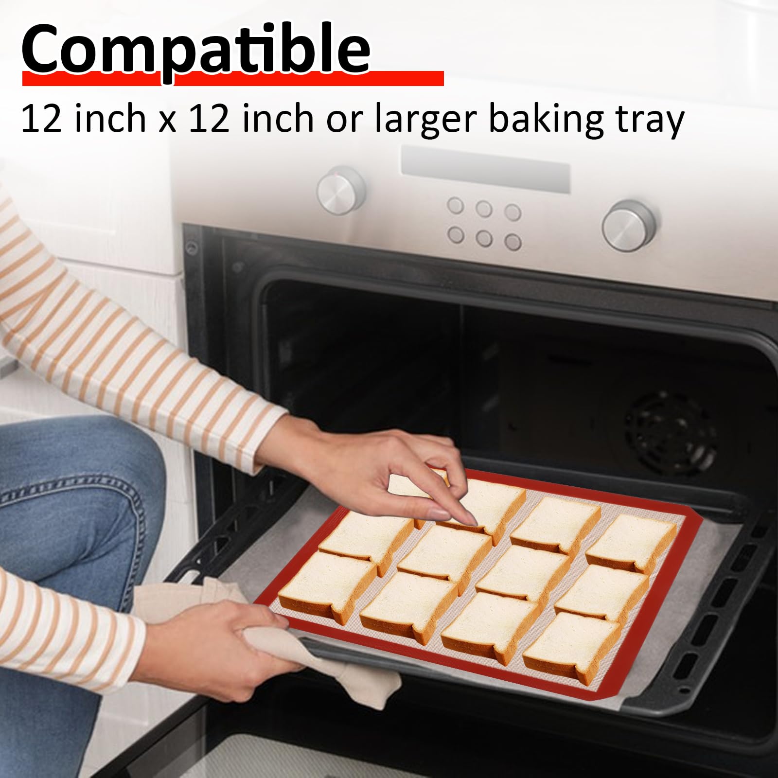 Wiederverwendbare quadratische Silikon-Backmatte für 30,5 cm Kuchenform, 30,5 x 30,5 cm, Käsekuchenpfanne/Toaster/XL-Luftfritteuse, 30,5 cm, quadratische Silikonmatte in Lebensmittelqualität, für