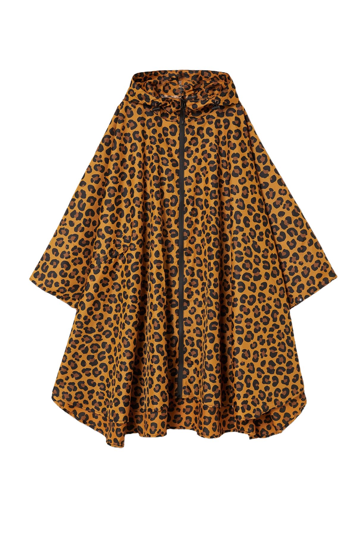 Poncho de pluie élégant imperméable avec capuche et fermeture éclair.