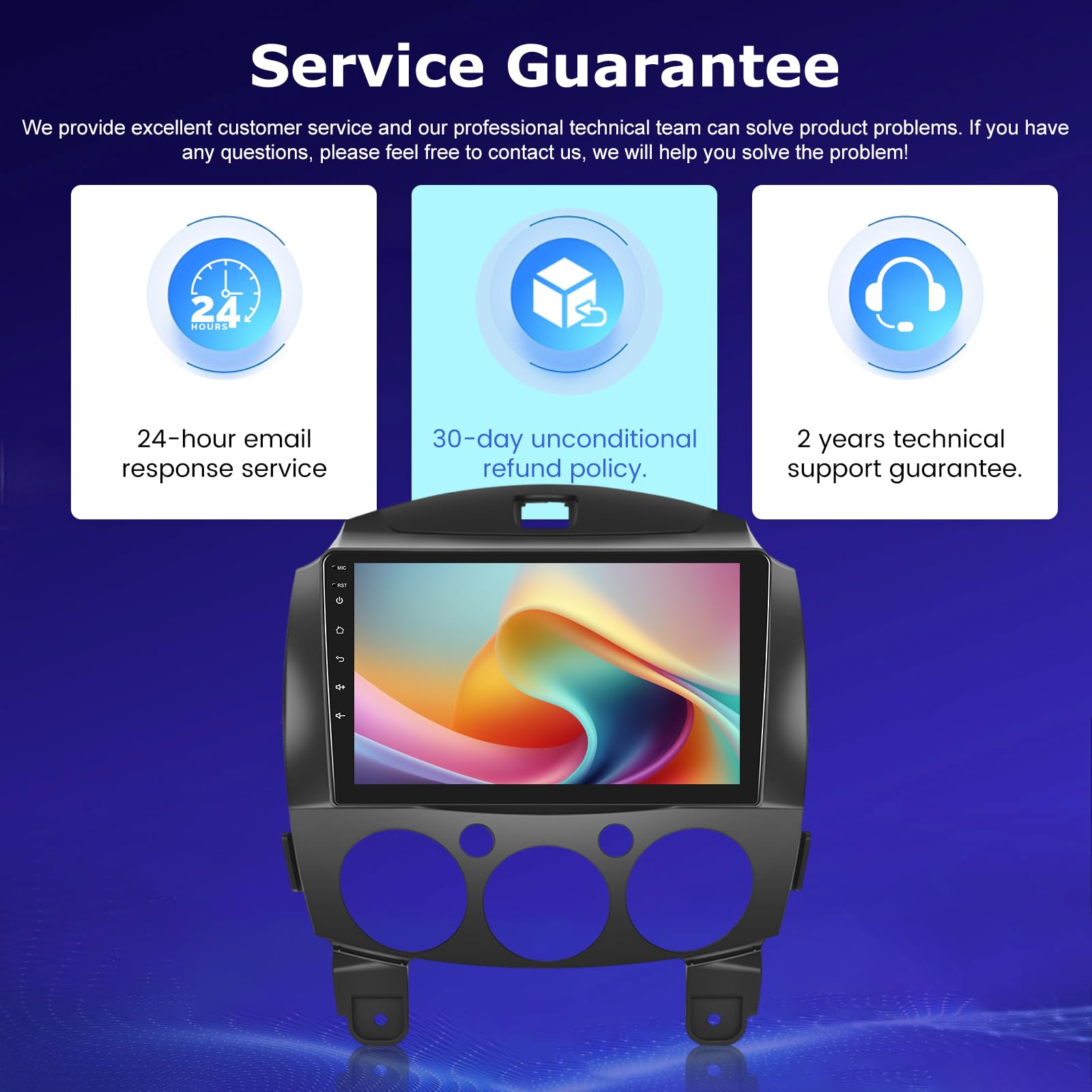 2G+64G Android Autoradio für Mazda 2 2007-2014 mit Wireless Carplay & Android Auto, 9 Zoll Touchscreen Autoradio mit WiFi, GPS Navigation, Bluetooth, FM RDS
