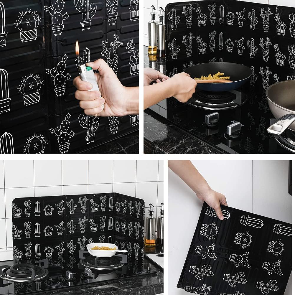 Simmpu 2pcs Kitchen Anti Splatter Shield, Aluminum Foil Oil Proof Baffle, Splash Shield Protector, Oil Splash Guard for Frying Pan - Image 4