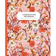 Composition Notebook College Ruled Liberty London Inspired Pink & Orange Floral Pattern Preppy Aesthetic | High School Students & College Students