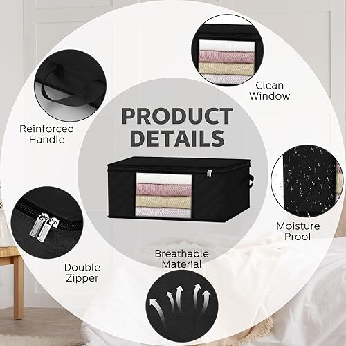 Miniatura 7 de Wowangce Paquete de 12 bolsas de almacenamiento plegables para armario, contenedores de almacenamiento plegables para mantas, contenedores de