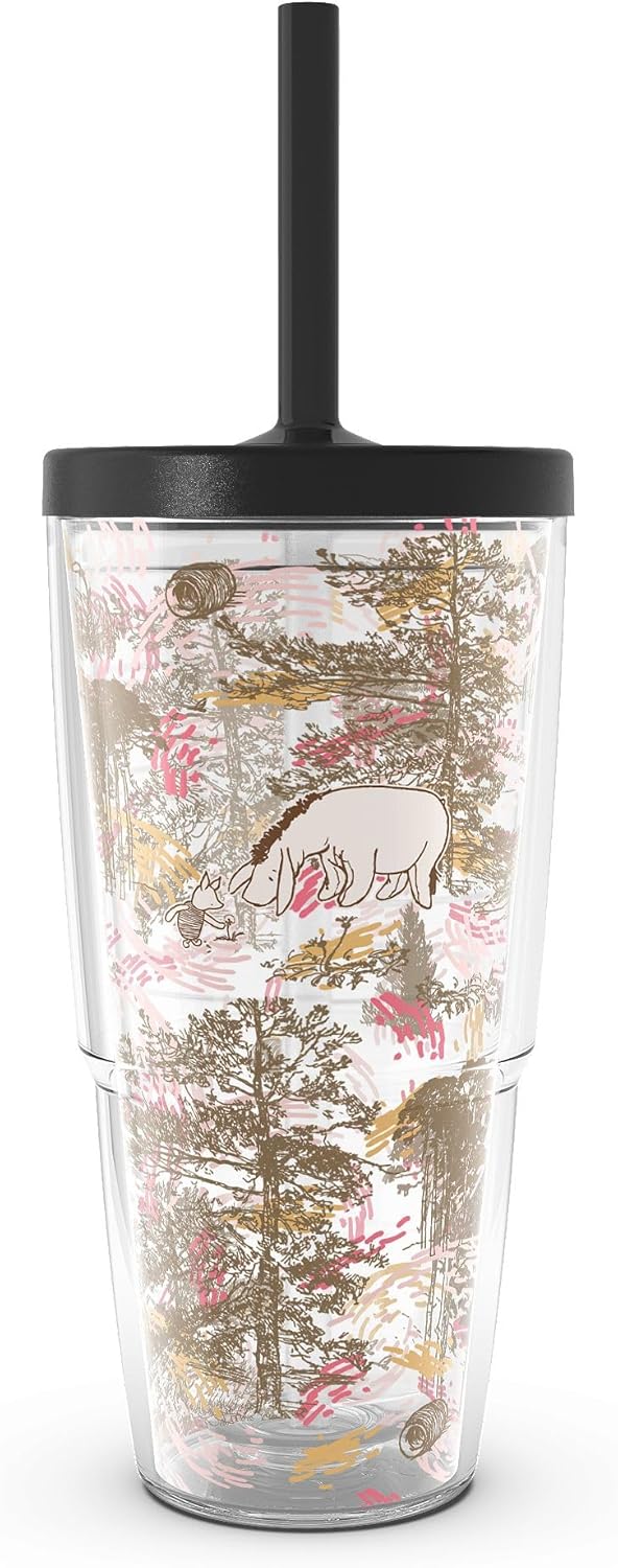 Tervis Disney - Winnie The Pooh Forest Sketch Made in USA Double Walled Insulated Tumbler Travel Cup Keeps Drinks Cold & Hot, 24oz with Straw Lid, Classic