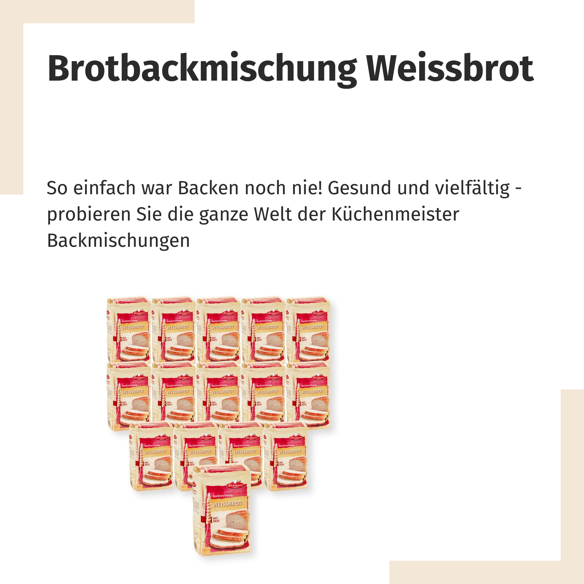 BIELMEIER KÜCHENMEISTER Brotbackmischung Weißbrot 15 x 500 g I Brotbackmischungen für Brotbackautomat & Ofen I Brot mit Backmischung einfach gemacht