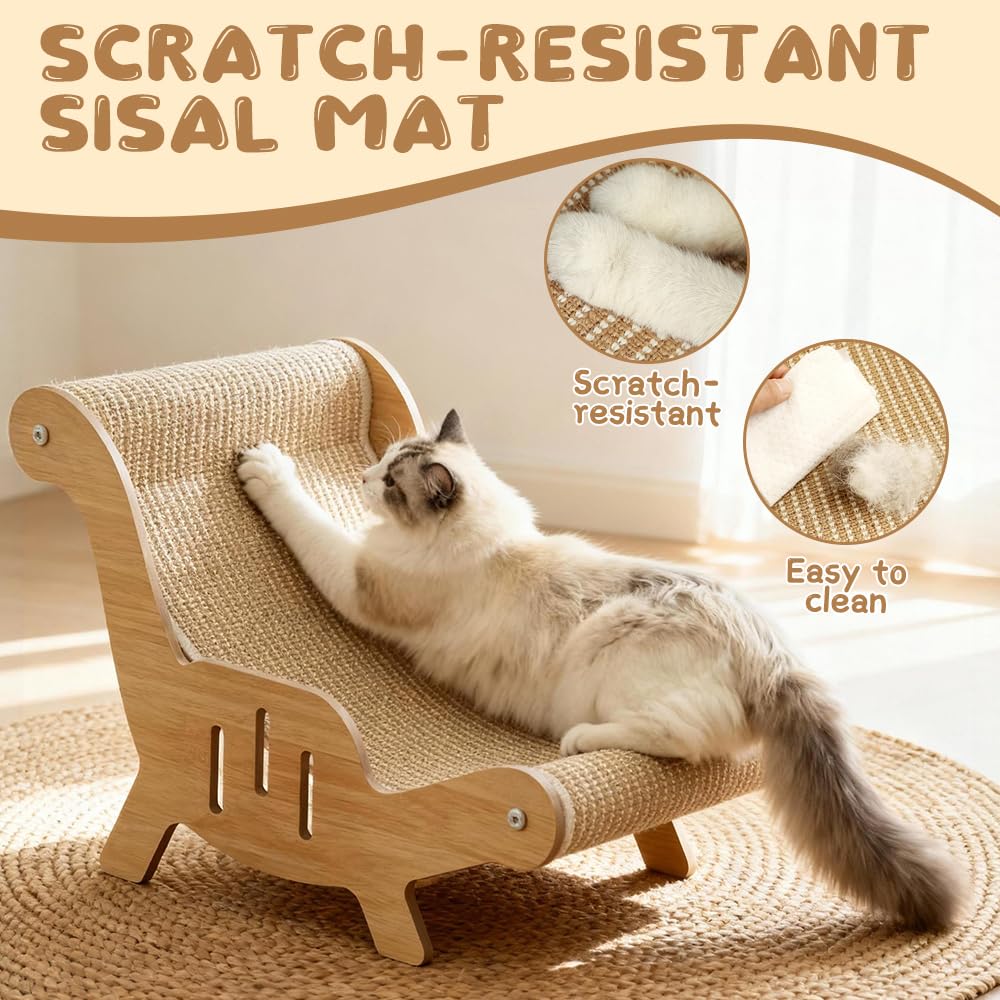 Chaise en Sisal pour Chat, 2-en-1 Chaise Longue pour Chat Peut Dormir et Aiguiser Ses Griffes, Grattoir en Sisal, Chai-se de Plage pour Ch-at, Lit en Si-sal pour Ch-at, pour Petits Animaux
