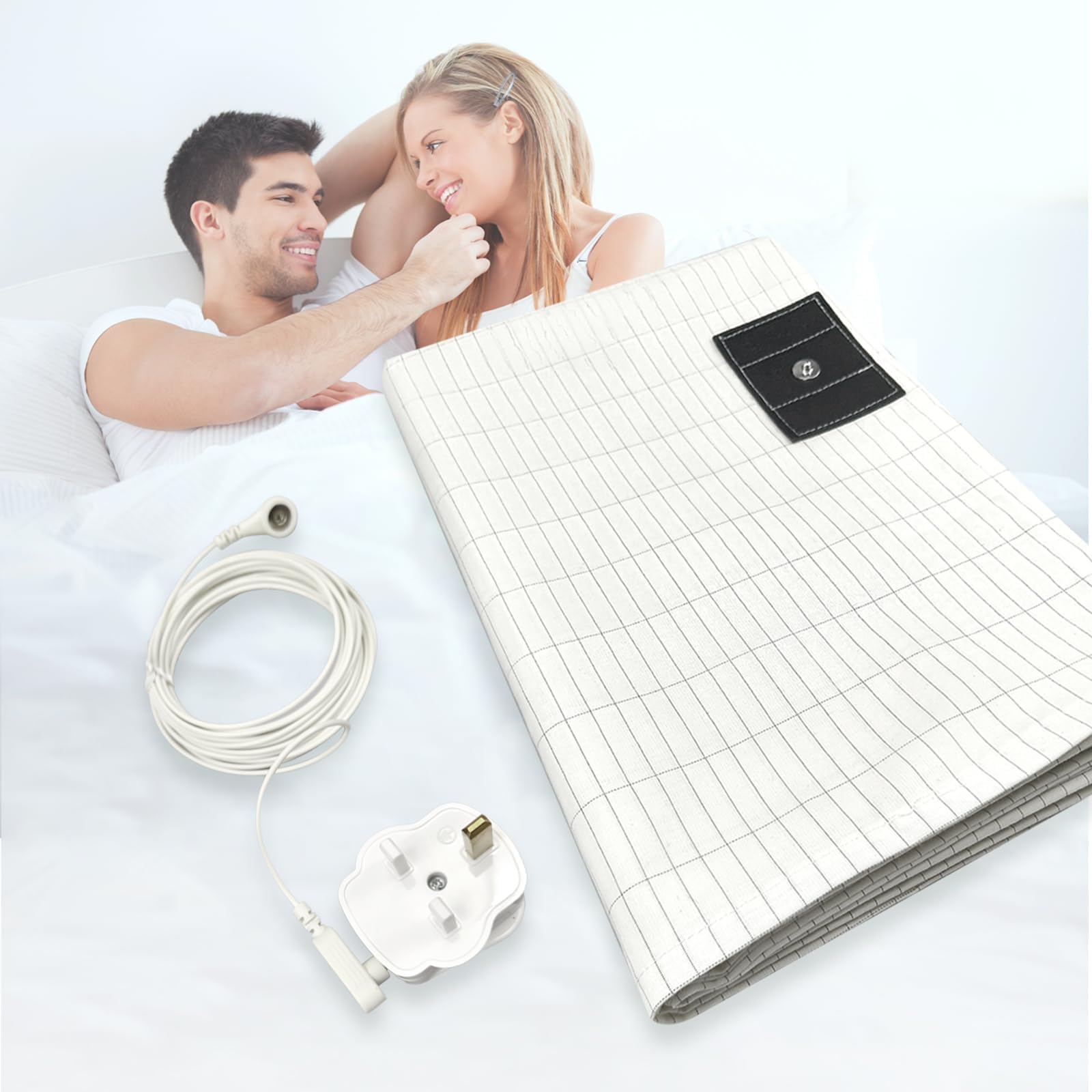 Grounding Bed Sheet, Grounding Mat Earthing UK with 10% Silver Fiber & 90% Organic Cotton, Natural Wellness and Healthy Earth Energy Mat — image 1