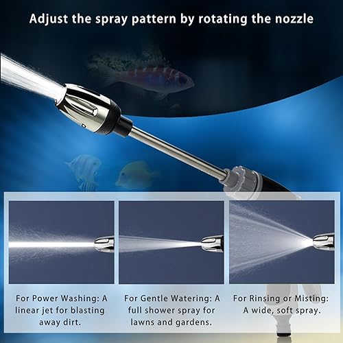 Miniatura 7 de Varita de lavadora de alta presión, boquilla giratoria de 360 grados con varita larga, 3 conexiones rápidas, manguera flexible para lavado de