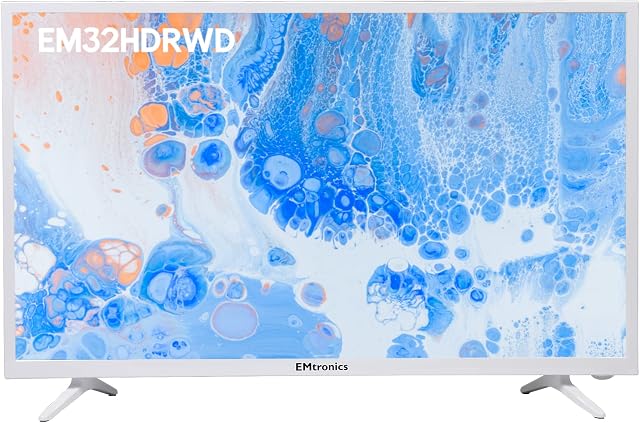 EMtronics EM32HDRWD 32 inch HD LED TV with Built-In DVD Player and Freeview, HDMI, SCART, COAXIAL, AUX, USB Port, PVR Recording - White