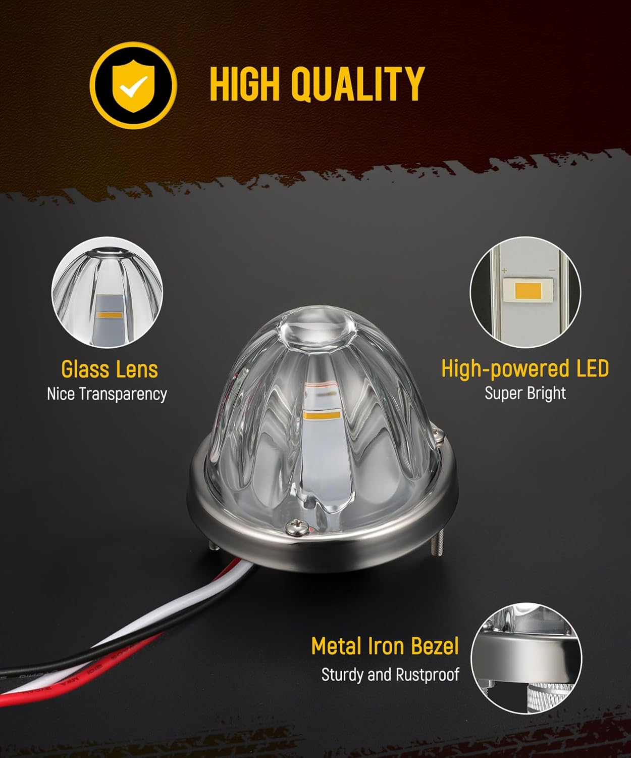 Partsam 5PCS Amber/Blue Torpedo Cab Marker Lights+2Pcs Glass Watermelon Lights