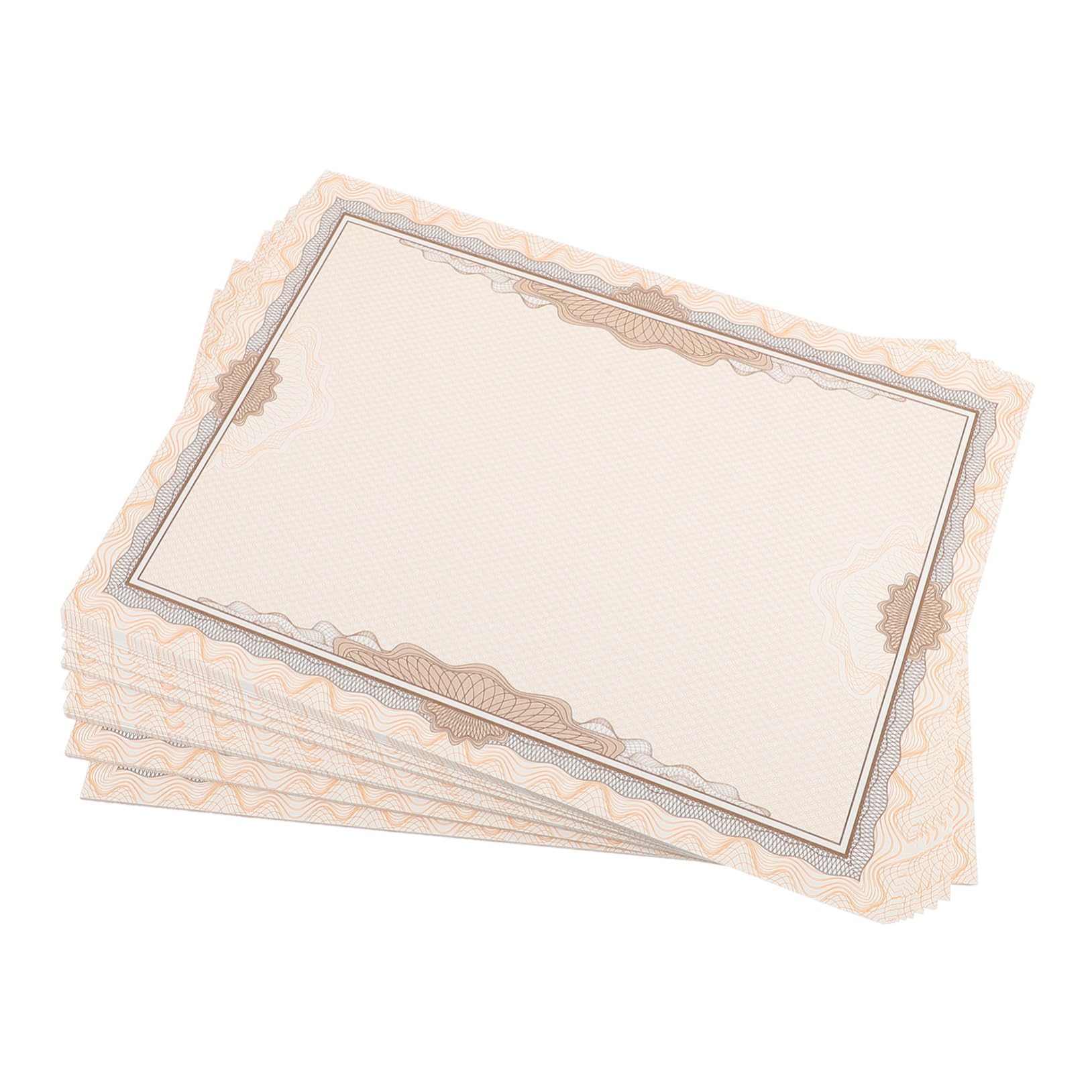 Artibetter 100 Feuilles Papier Certificat Vierge Imprimable pour Bureau ou Boutique Bordure Élégante