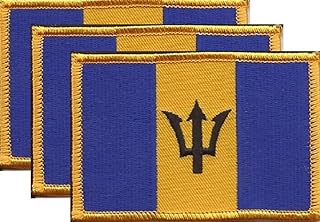 Pack of 3 Barbados Flag Patches 3.50 x 2.25 Inch Pack of Three International Embroidered Iron On or Sew On Flag Patch Emblems