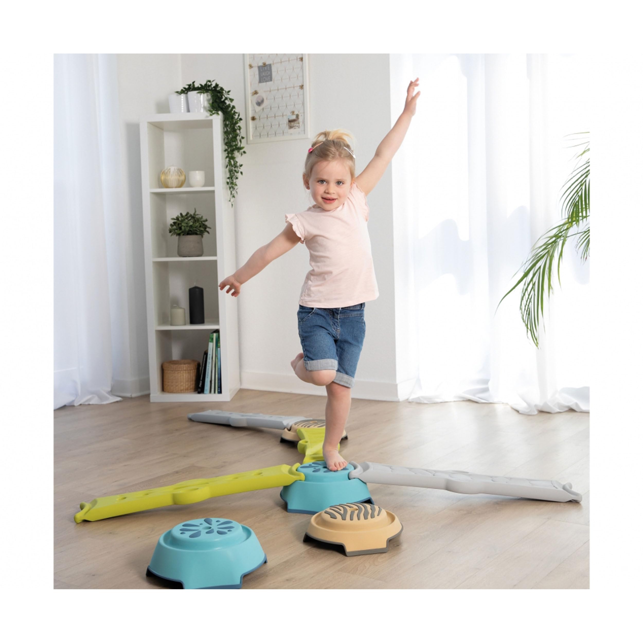 Smoby - Abenteuer Balancierparcours - mit 4 Balken und 4 Trittsteinen (rutschfest), individuell zusammenbaubar, für Kinder ab 2 Jahren