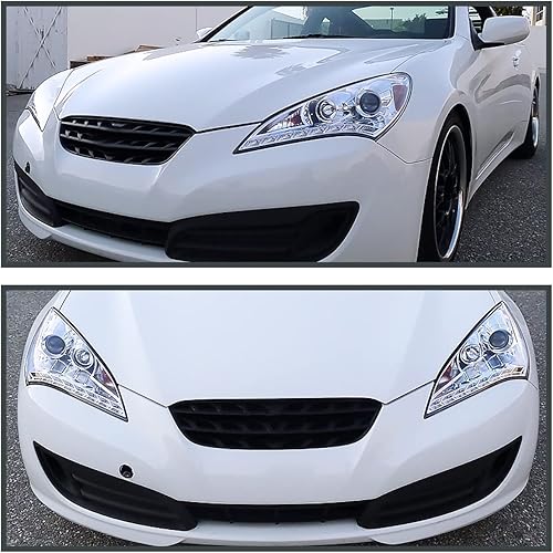 Miniatura 2 de Spec-D Tuning Faros delanteros de proyector cromados de estilo LED, faros delanteros transparentes compatibles con Hyundai Genesis 2010-2012 de 2