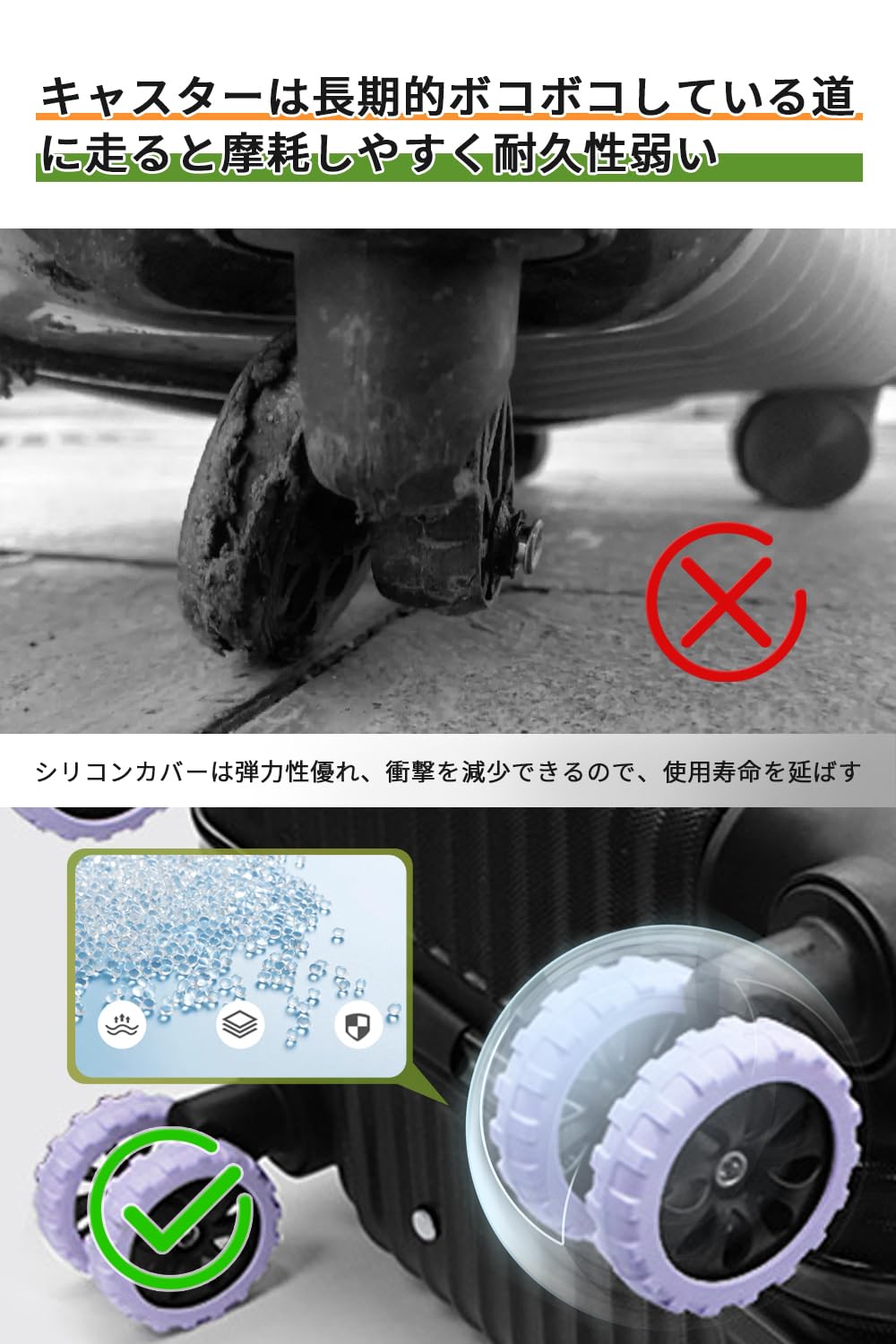 Amazon.co.jp: [OMKUY] スーツケース キャスターカバー 8個セット