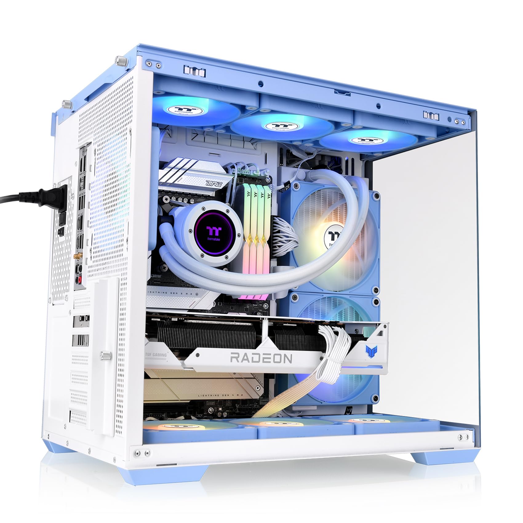 Thermaltake View 380 TG ARGB Hydrangea Blue ATX Custodia; 4 x 120 mm ARGB Ventole Incluse; Supporta Hidden-Connector Motherboard; Frontale & Side Doppio Pannello in Vetro Temperato; CA-1Z2-00MFWN-AZ