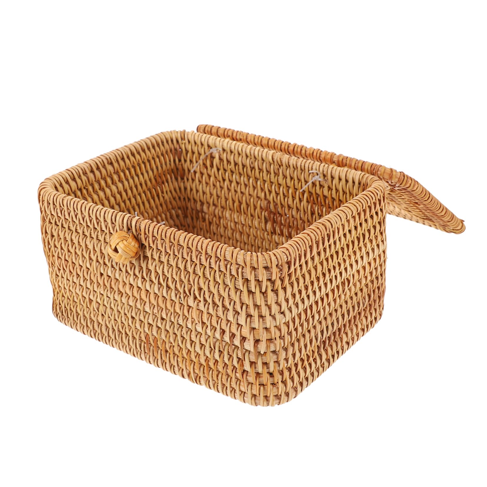 Boîte à mouchoirs en rotin tressé main 16x12x9 cm, rangement bureau et salle de bain