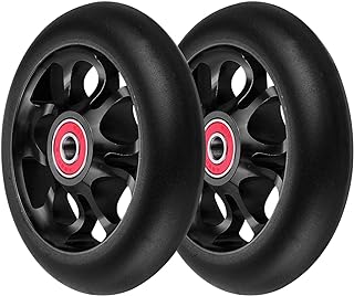 2Pcs 110mm Pro Scooter Wheels with Abec 9 Bearings Fit for MGP/Razor/Lucky Envy/Vokul Pro Scooters Replacement Wheels (Black)