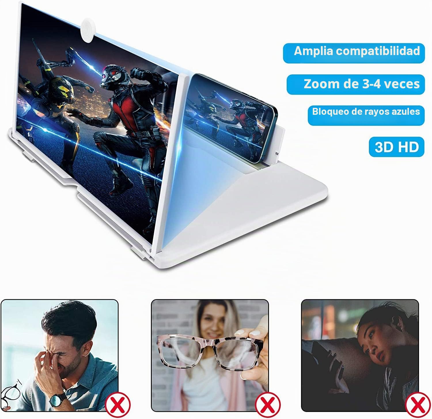 Yongheng 14 Pulgadas Lupa para móvil, Lupa de Pantalla de teléfono Anti 3D, Soporte Plegable portátil, Adecuado para Videos y Juegos, Compatible con Todos los teléfonos Inteligentes
